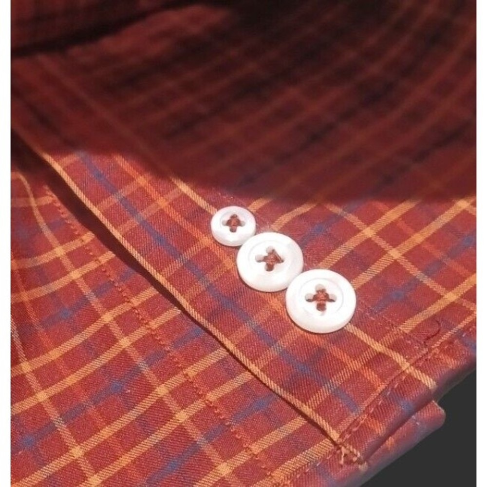 Duluth Trading Co Medium Mens Red Checkered Wrinklefighter Long Sleeve Shirt NEW - Picture 9 of 11
